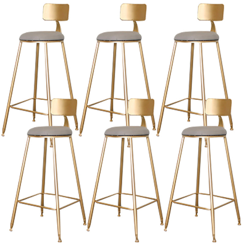Glam Backrest Armless Counter Stool Iron Dining Room Bar Stool with Cushion and Pedal