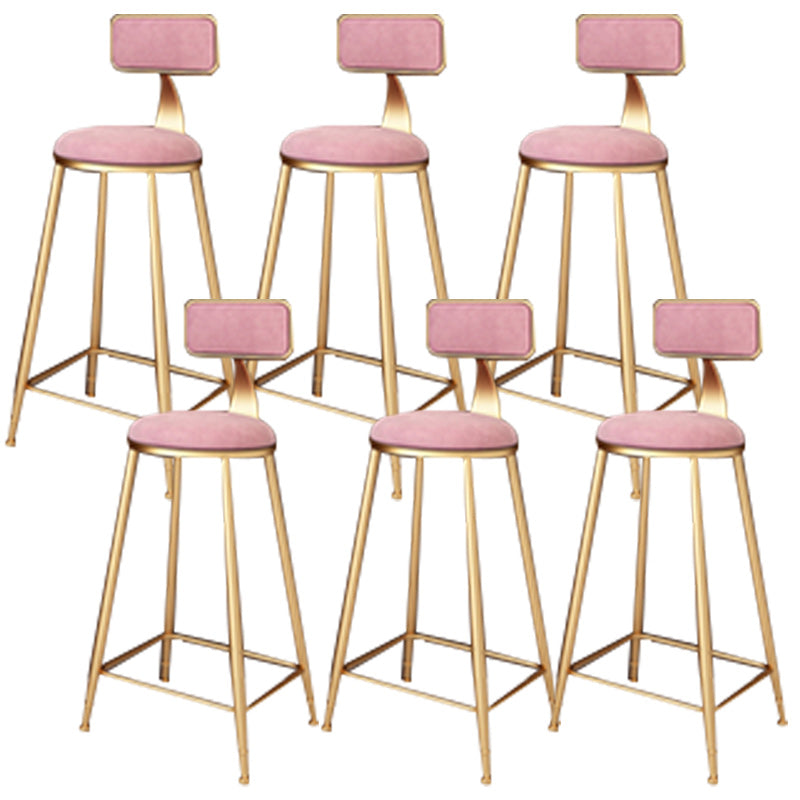 Glam Backrest Armless Counter Stool Iron Dining Room Bar Stool with Cushion and Pedal
