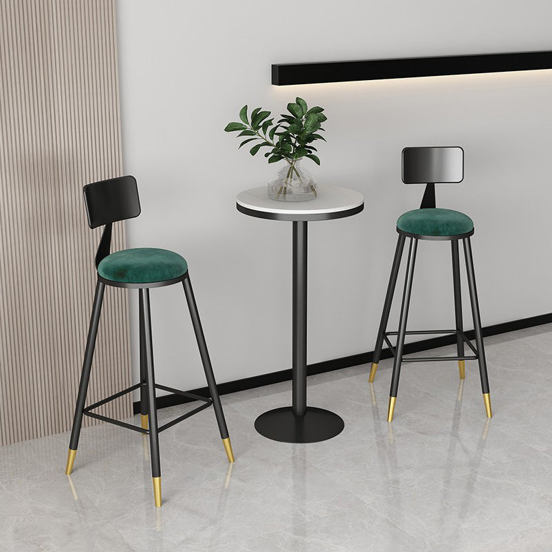 Modern Armless Backrest Counter Stool Steel Barber Shop Bar Stool with Cushion and Pedal