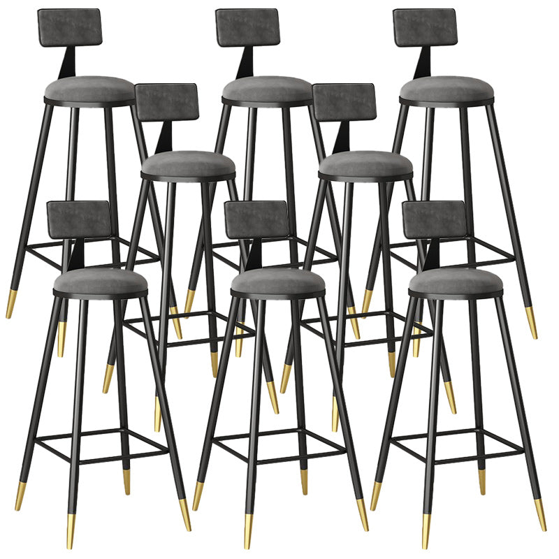 Modern Armless Backrest Counter Stool Steel Barber Shop Bar Stool with Cushion and Pedal