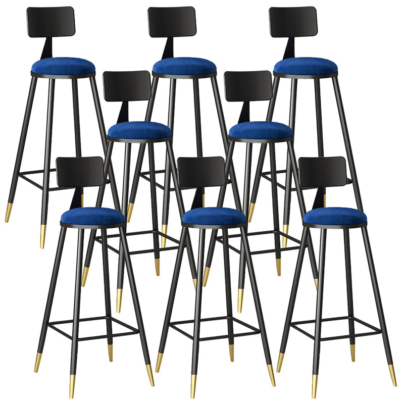 Modern Armless Backrest Counter Stool Steel Barber Shop Bar Stool with Cushion and Pedal