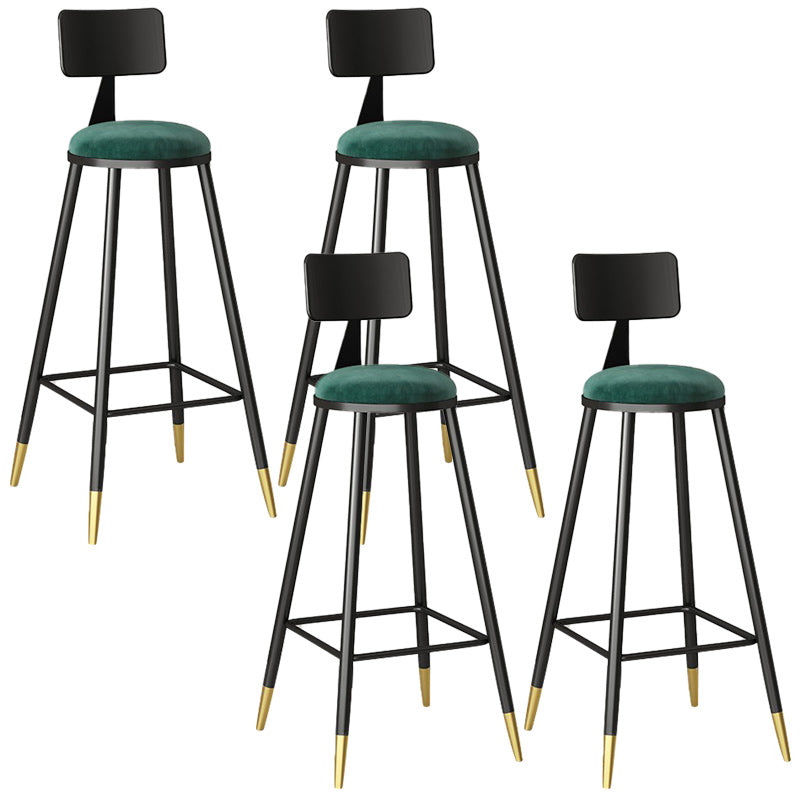Modern Armless Backrest Counter Stool Steel Barber Shop Bar Stool with Cushion and Pedal