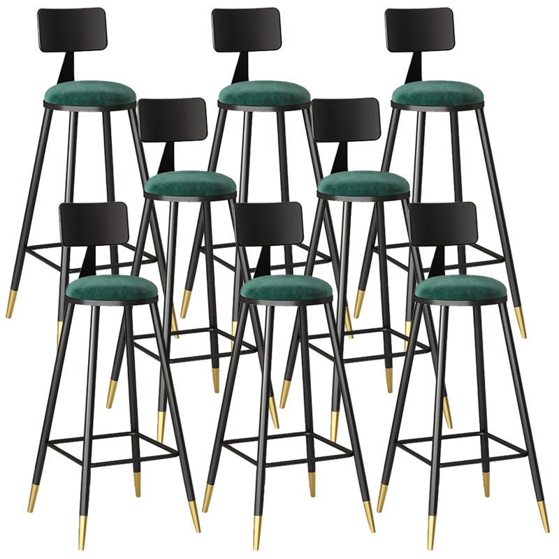 Modern Armless Backrest Counter Stool Steel Barber Shop Bar Stool with Cushion and Pedal