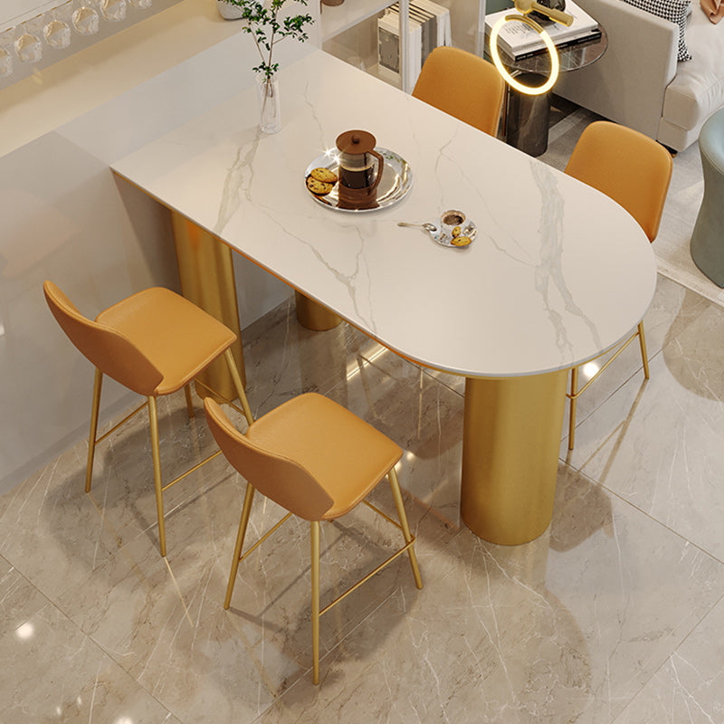 Scandinavian Bucket Counter & Bar Stool Footrest Leather Indoor Counter Stool