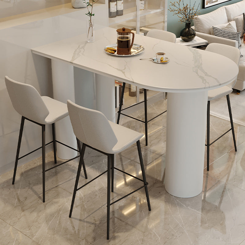 Scandinavian Bucket Counter & Bar Stool Footrest Leather Indoor Counter Stool