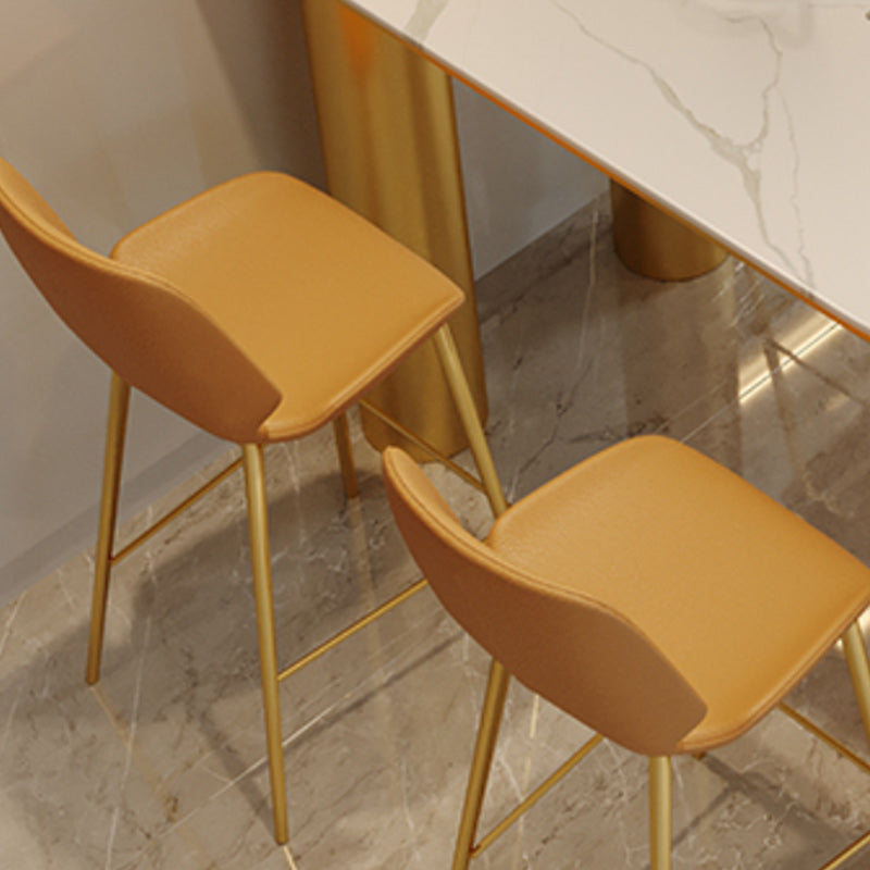 Scandinavian Bucket Counter & Bar Stool Footrest Leather Indoor Counter Stool