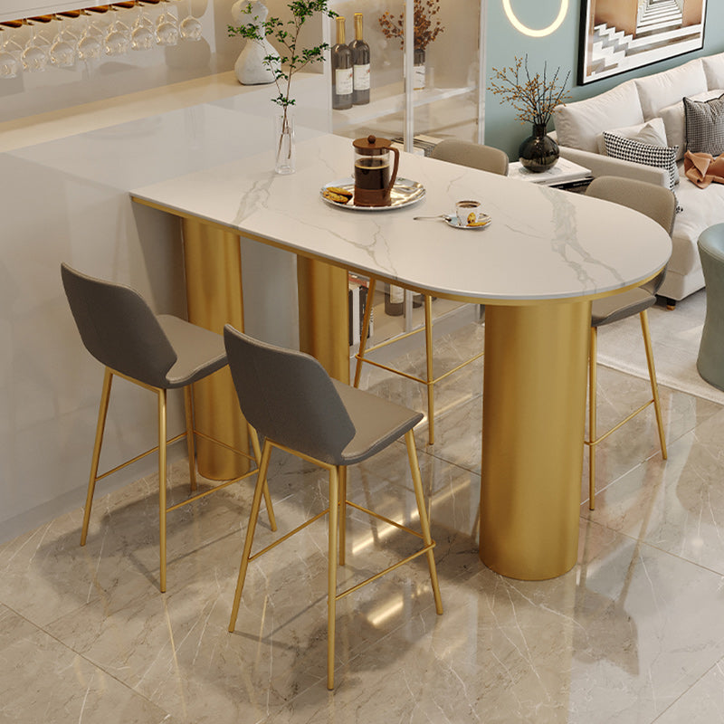 Scandinavian Bucket Counter & Bar Stool Footrest Leather Indoor Counter Stool