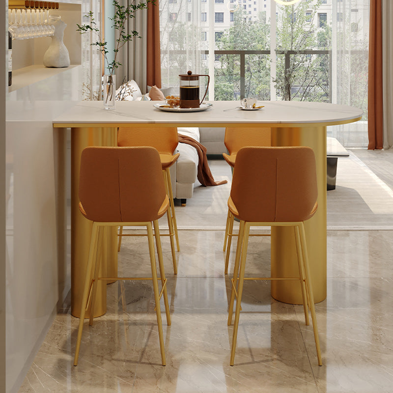 Scandinavian Bucket Counter & Bar Stool Footrest Leather Indoor Counter Stool