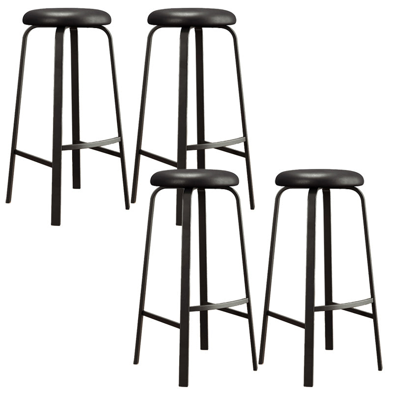 Modern Armless Stackable Counter Stool Iron Cafe Bar Stool with Cushion and Pedal