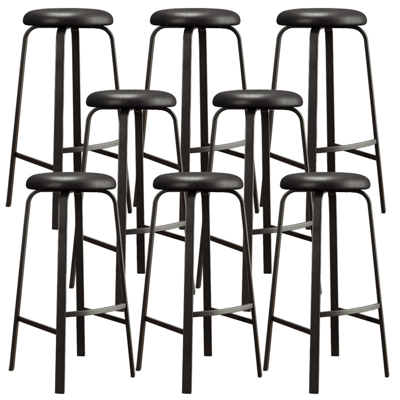 Modern Armless Stackable Counter Stool Iron Cafe Bar Stool with Cushion and Pedal