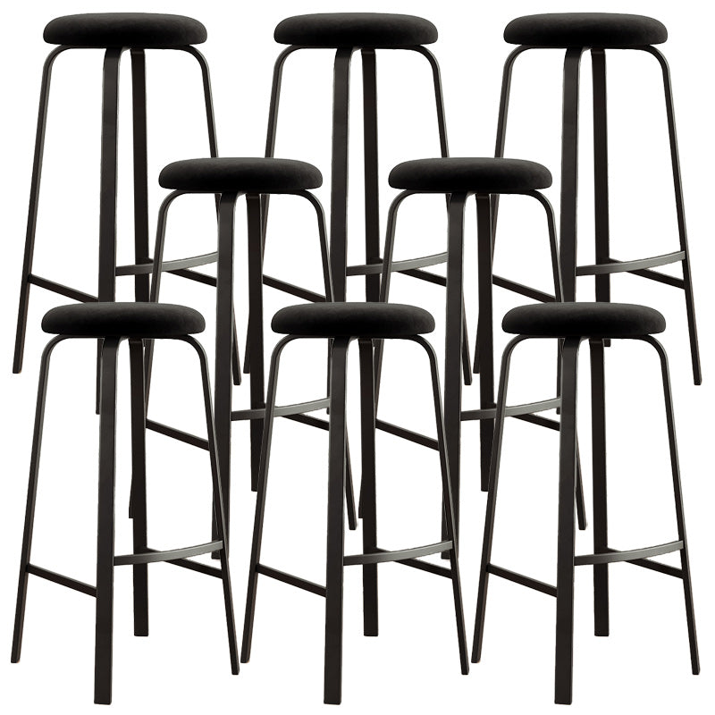 Modern Armless Stackable Counter Stool Iron Cafe Bar Stool with Cushion and Pedal
