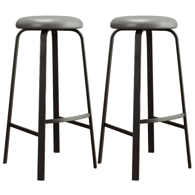 Modern Armless Stackable Counter Stool Iron Cafe Bar Stool with Cushion and Pedal