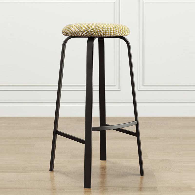 Modern Armless Stackable Counter Stool Iron Cafe Bar Stool with Cushion and Pedal