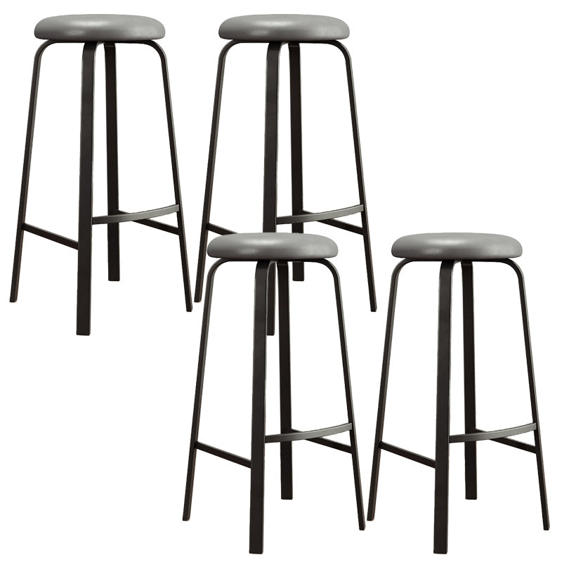 Modern Armless Stackable Counter Stool Iron Cafe Bar Stool with Cushion and Pedal