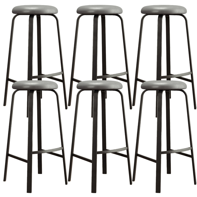Modern Armless Stackable Counter Stool Iron Cafe Bar Stool with Cushion and Pedal
