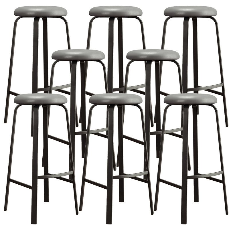 Modern Armless Stackable Counter Stool Iron Cafe Bar Stool with Cushion and Pedal