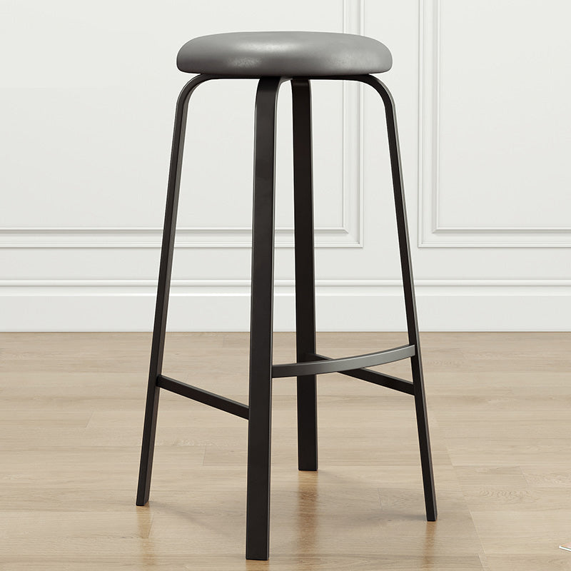 Modern Armless Stackable Counter Stool Iron Cafe Bar Stool with Cushion and Pedal