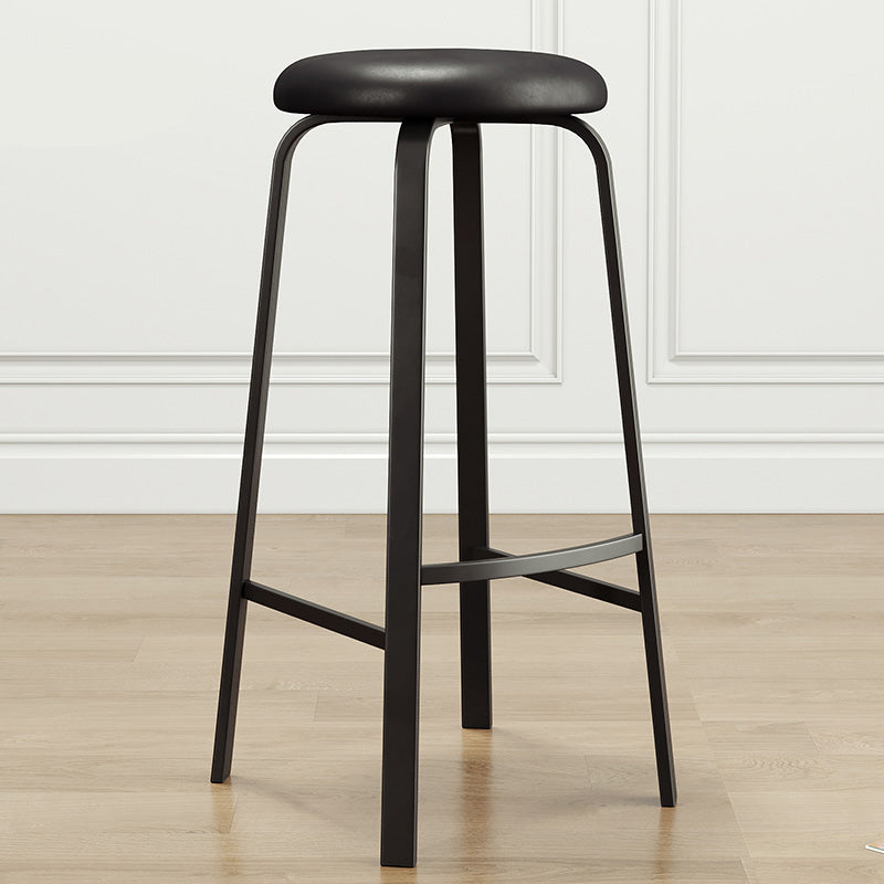 Modern Armless Stackable Counter Stool Iron Cafe Bar Stool with Cushion and Pedal