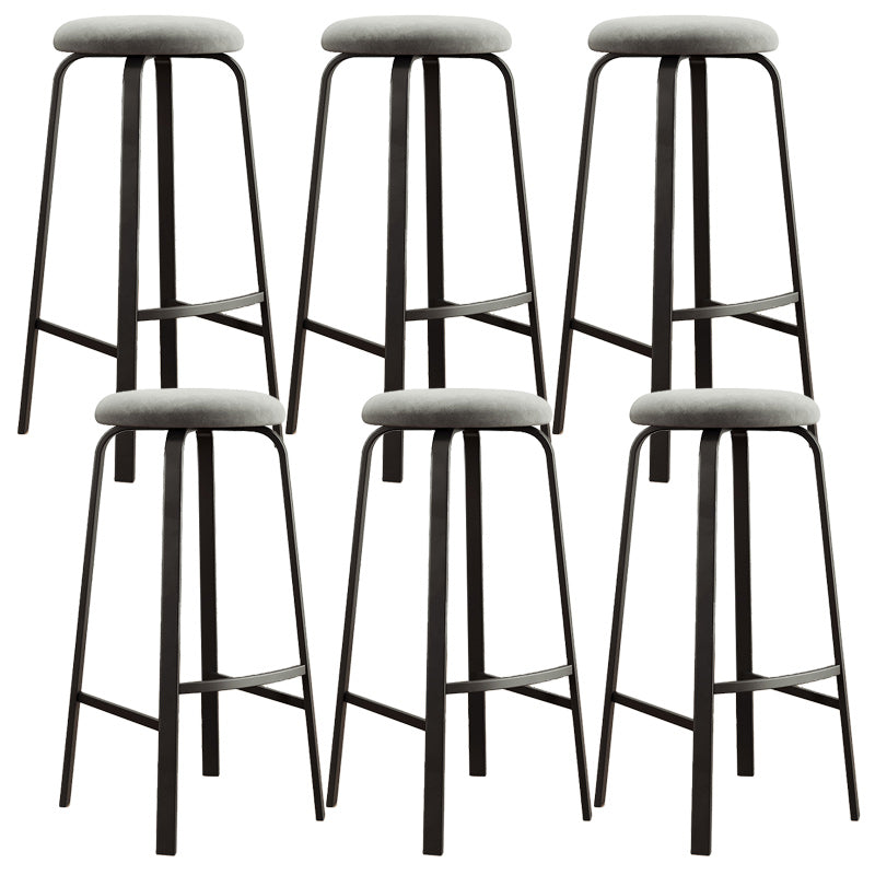 Modern Armless Stackable Counter Stool Iron Cafe Bar Stool with Cushion and Pedal