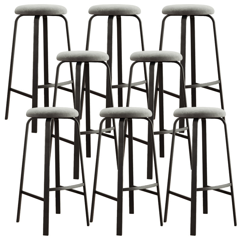 Modern Armless Stackable Counter Stool Iron Cafe Bar Stool with Cushion and Pedal