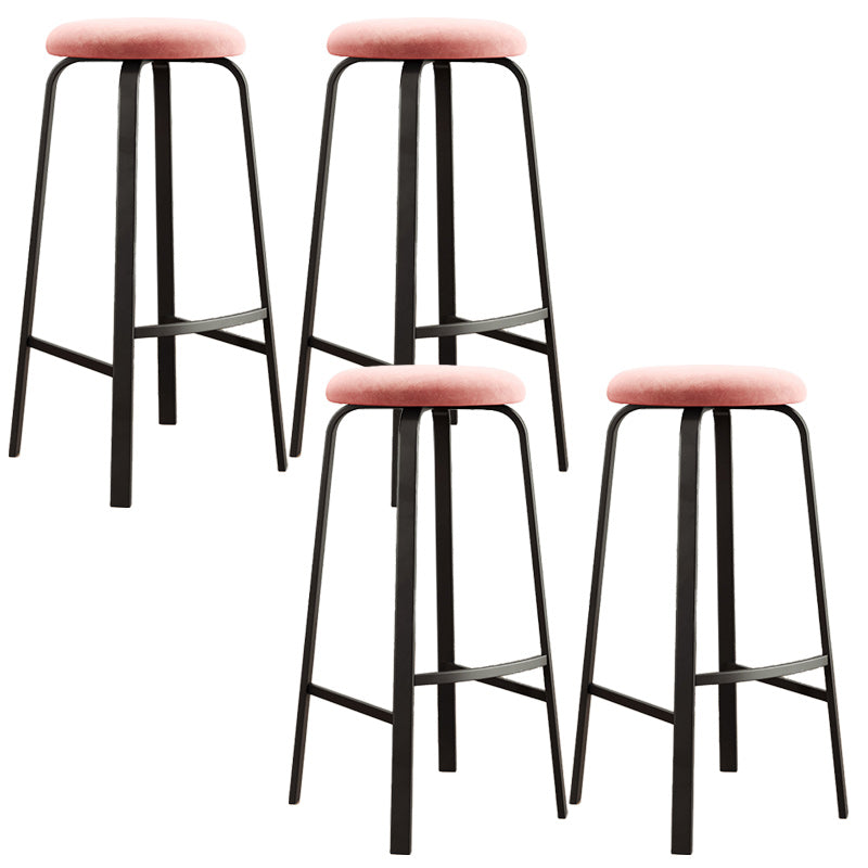 Modern Armless Stackable Counter Stool Iron Cafe Bar Stool with Cushion and Pedal