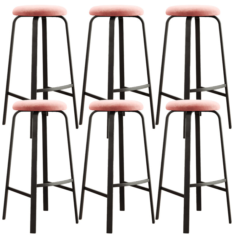 Modern Armless Stackable Counter Stool Iron Cafe Bar Stool with Cushion and Pedal