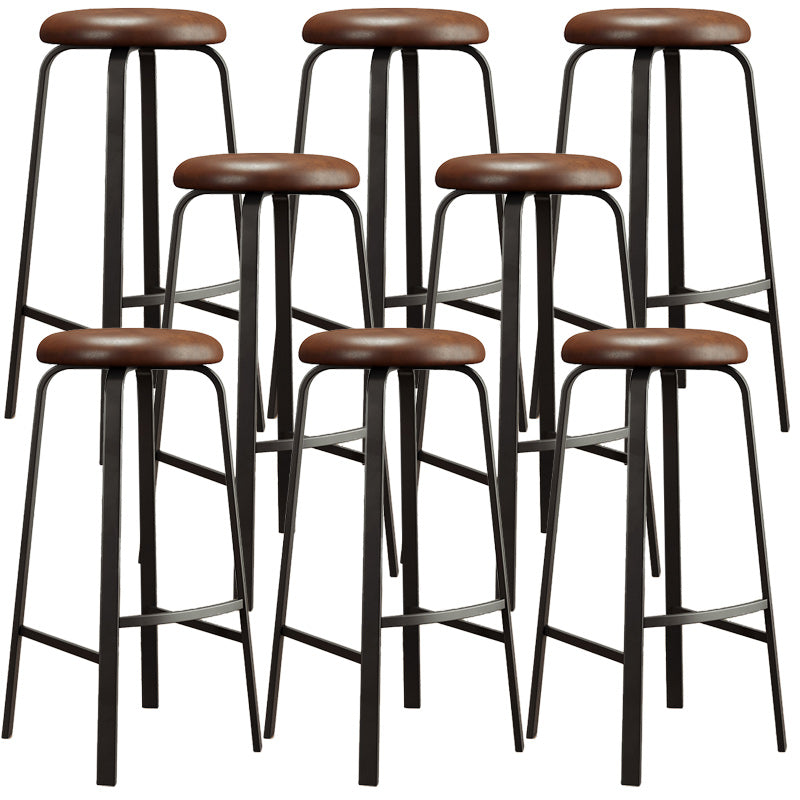 Modern Armless Stackable Counter Stool Iron Cafe Bar Stool with Cushion and Pedal