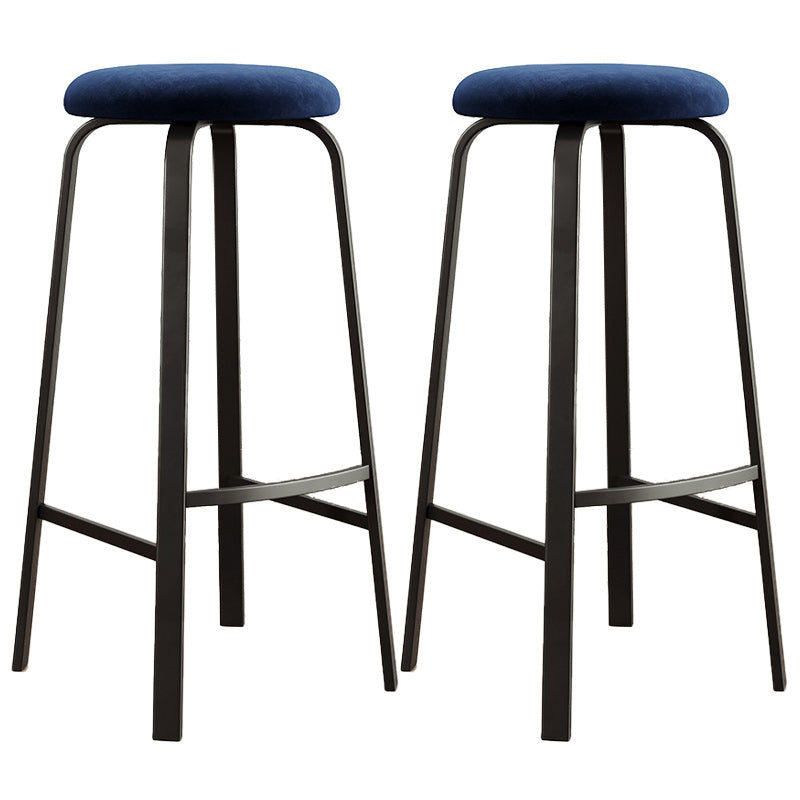 Modern Armless Stackable Counter Stool Iron Cafe Bar Stool with Cushion and Pedal