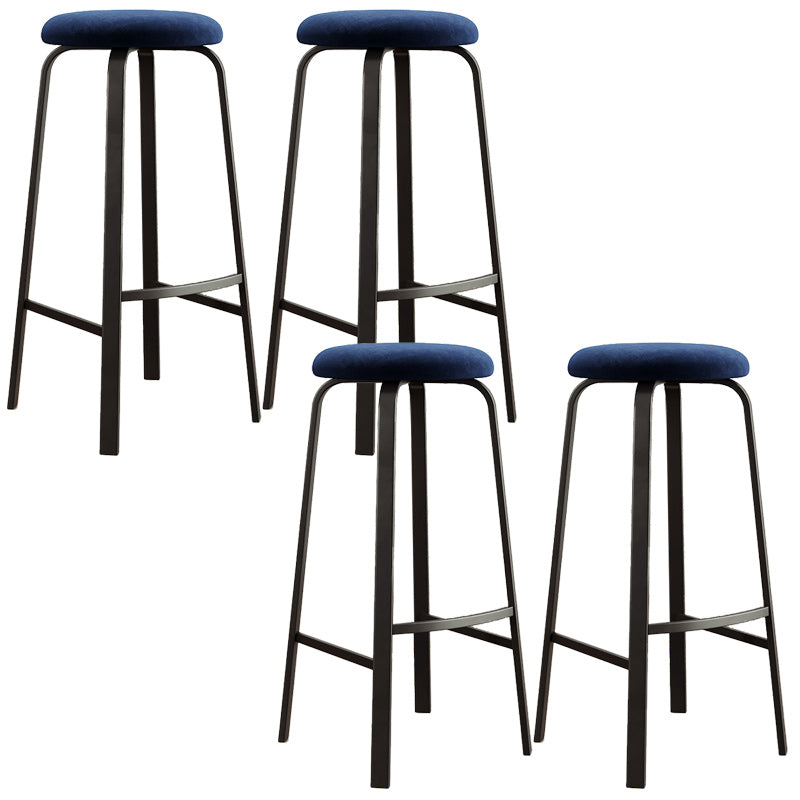 Modern Armless Stackable Counter Stool Iron Cafe Bar Stool with Cushion and Pedal