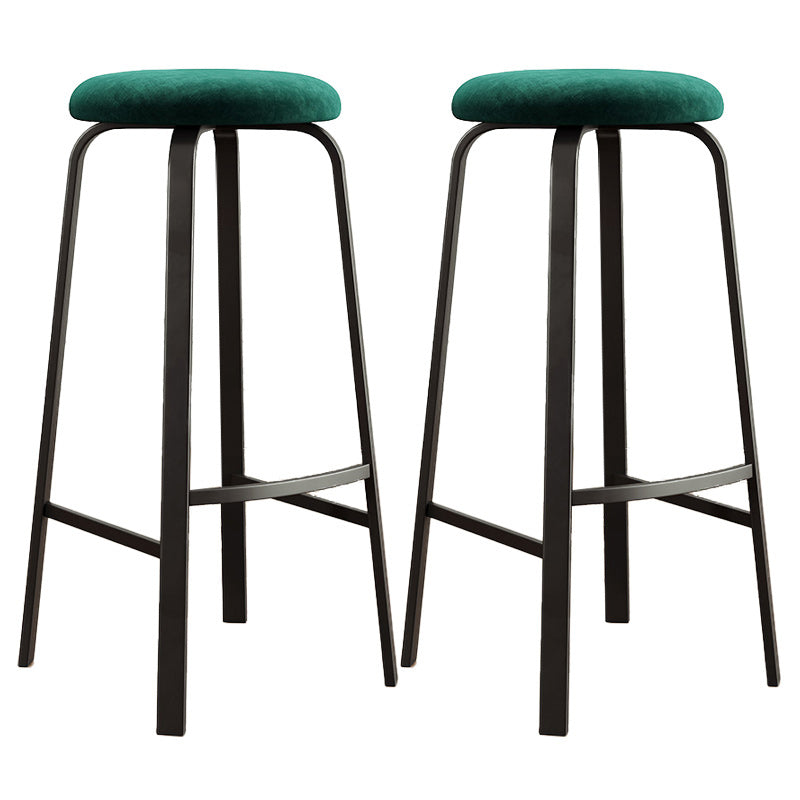 Modern Armless Stackable Counter Stool Iron Cafe Bar Stool with Cushion and Pedal