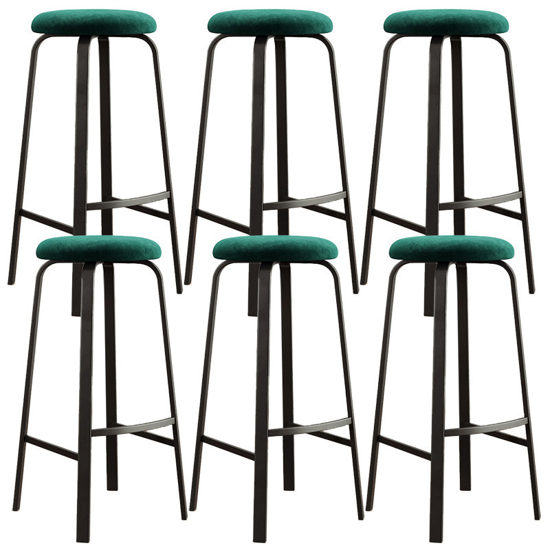 Modern Armless Stackable Counter Stool Iron Cafe Bar Stool with Cushion and Pedal
