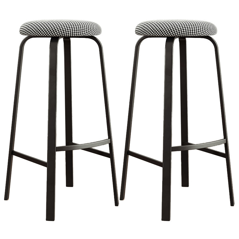 Modern Armless Stackable Counter Stool Iron Cafe Bar Stool with Cushion and Pedal