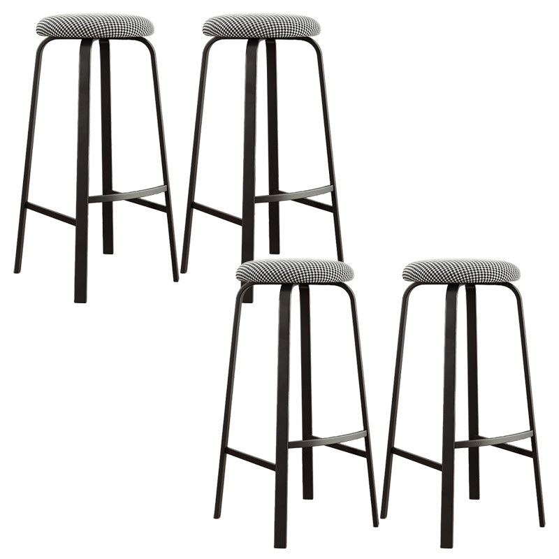 Modern Armless Stackable Counter Stool Iron Cafe Bar Stool with Cushion and Pedal