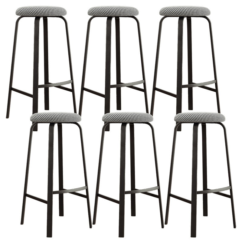 Modern Armless Stackable Counter Stool Iron Cafe Bar Stool with Cushion and Pedal