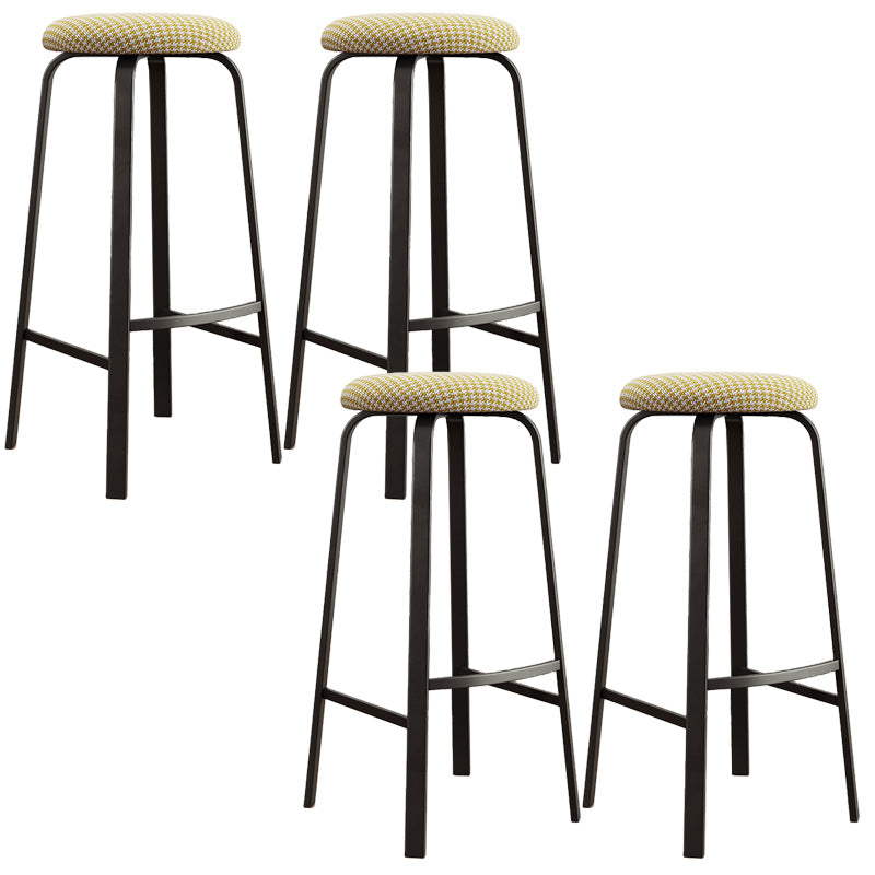Modern Armless Stackable Counter Stool Iron Cafe Bar Stool with Cushion and Pedal