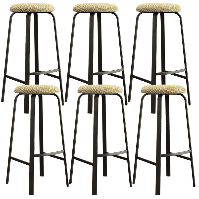 Modern Armless Stackable Counter Stool Iron Cafe Bar Stool with Cushion and Pedal
