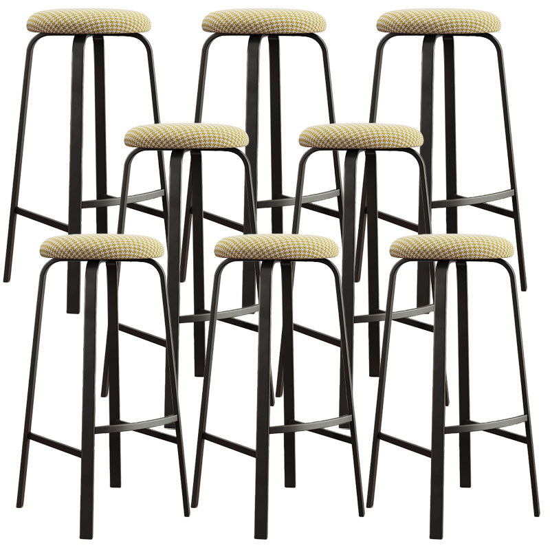 Modern Armless Stackable Counter Stool Iron Cafe Bar Stool with Cushion and Pedal