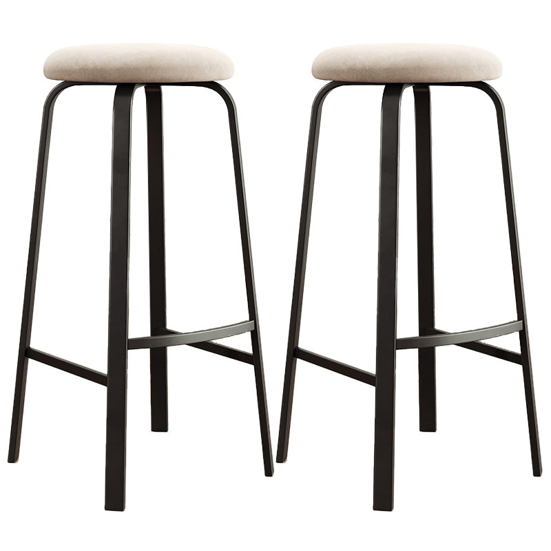 Modern Armless Stackable Counter Stool Iron Cafe Bar Stool with Cushion and Pedal