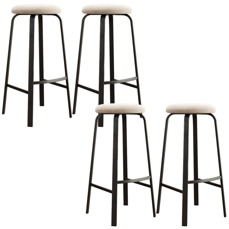 Modern Armless Stackable Counter Stool Iron Cafe Bar Stool with Cushion and Pedal