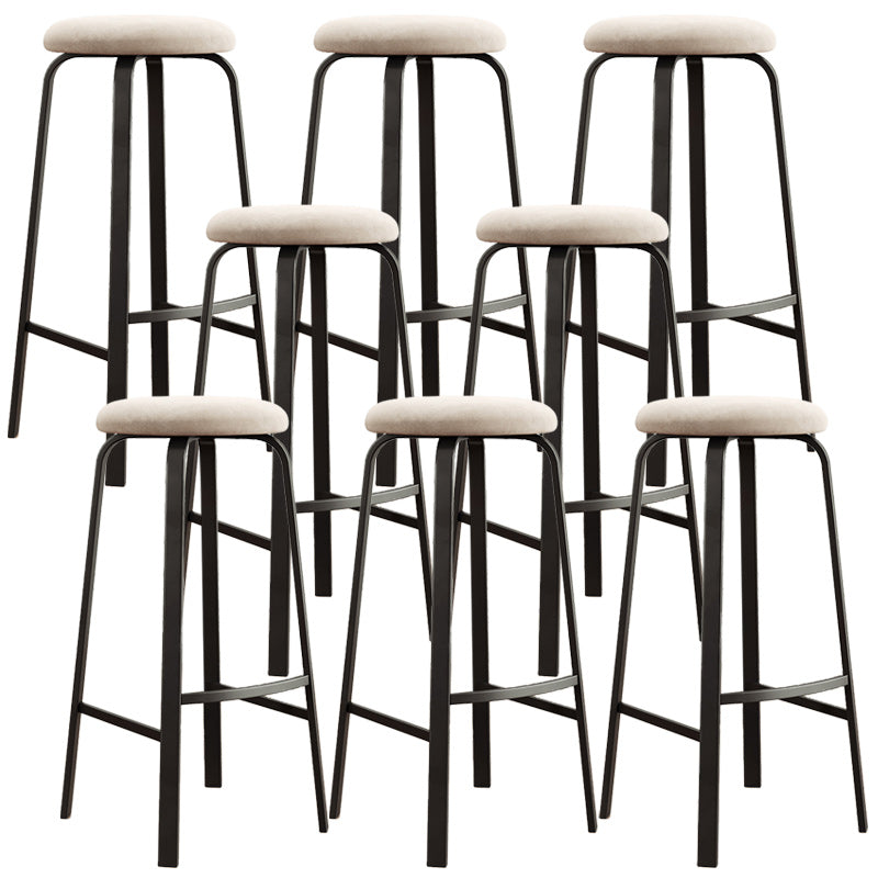 Modern Armless Stackable Counter Stool Iron Cafe Bar Stool with Cushion and Pedal