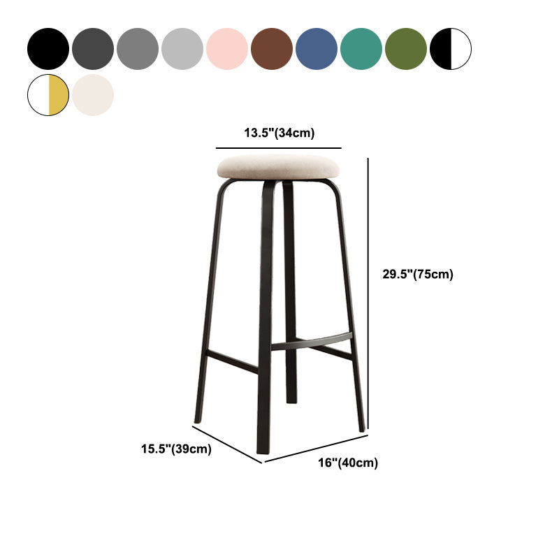 Modern Armless Stackable Counter Stool Iron Cafe Bar Stool with Cushion and Pedal