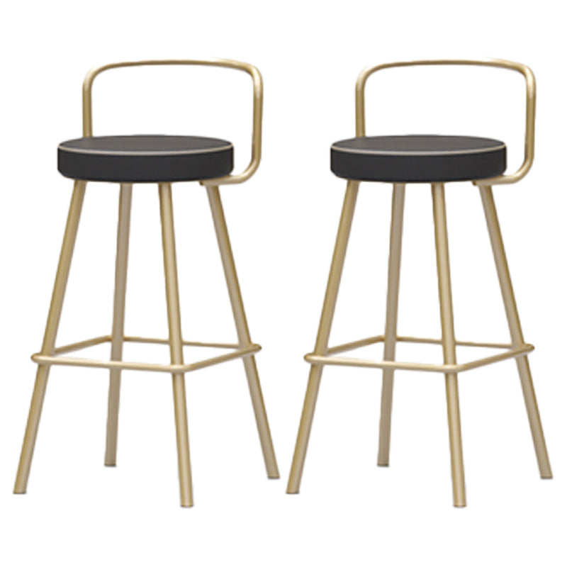 Nordic Backrest Armless Counter Stool Iron Kitchen Bar Stool with Pedal and Cushion