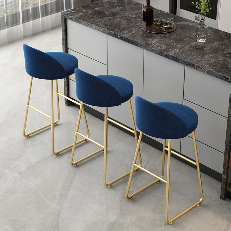 Nordic Glam Bar-stool Bucket Bar Stool for Home with Metal Legs