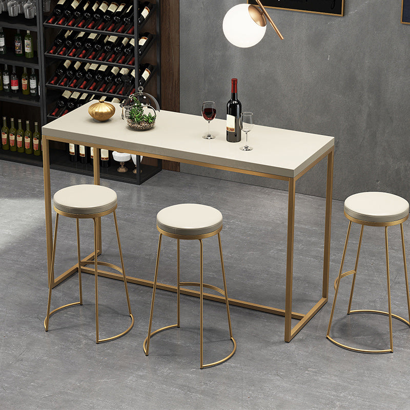 Scandinavian Round Indoor Bar Stool Faux Leather Backless Footrest Bar Stool
