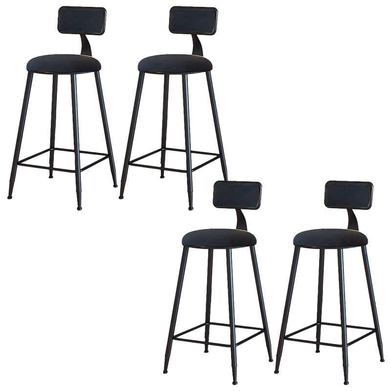 Modern Armless Backrest Counter Stool Iron Dining Room Bar Stool with Cushion