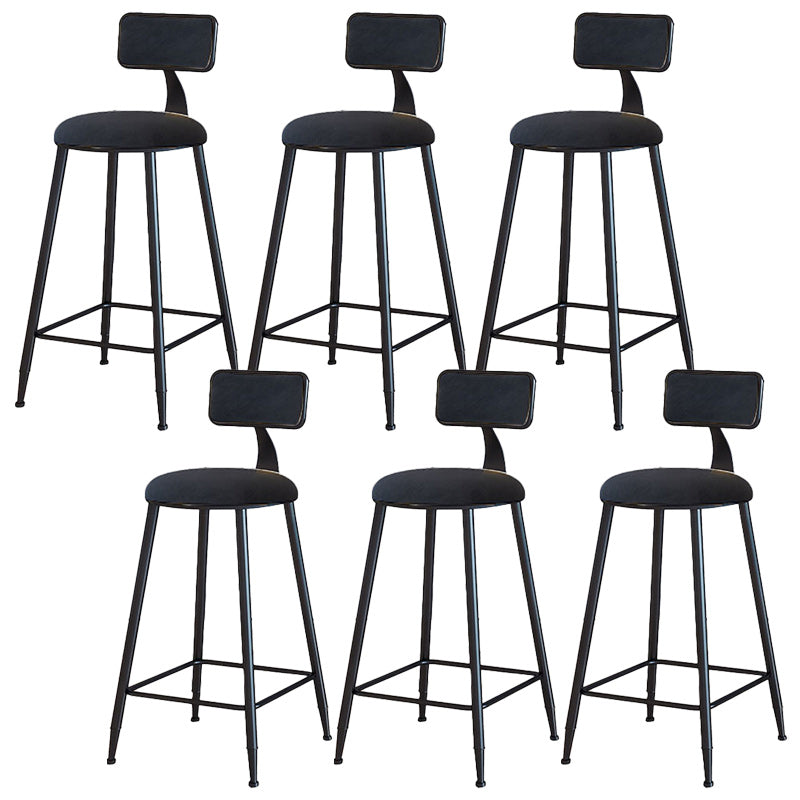 Modern Armless Backrest Counter Stool Iron Dining Room Bar Stool with Cushion