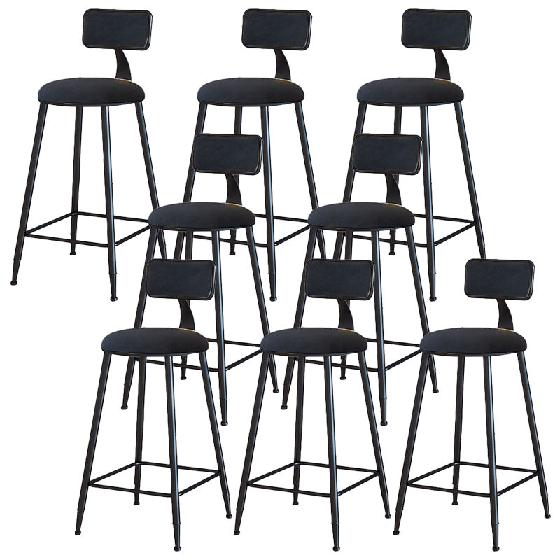 Modern Armless Backrest Counter Stool Iron Dining Room Bar Stool with Cushion