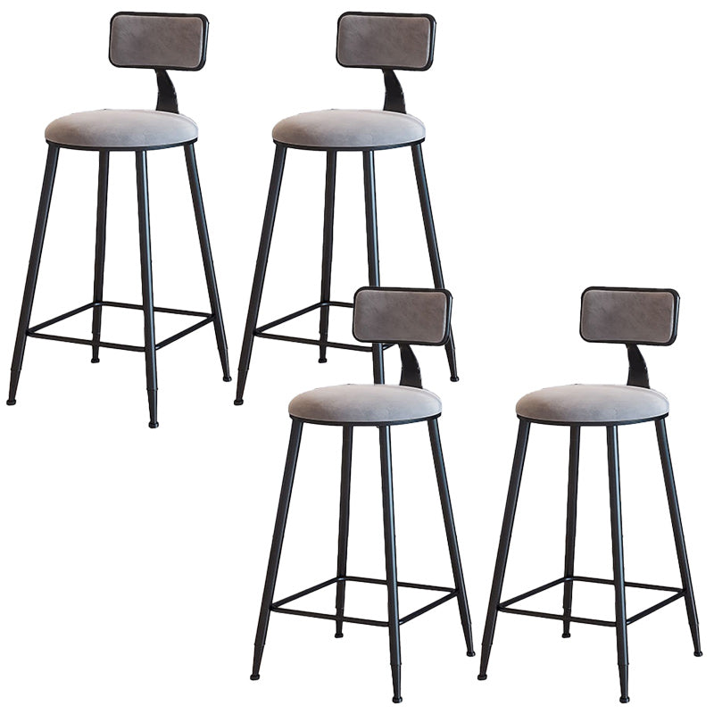 Modern Armless Backrest Counter Stool Iron Dining Room Bar Stool with Cushion