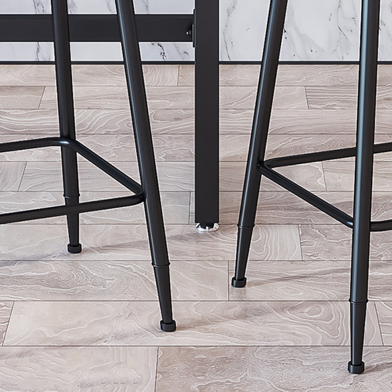 Modern Armless Backrest Counter Stool Iron Dining Room Bar Stool with Cushion