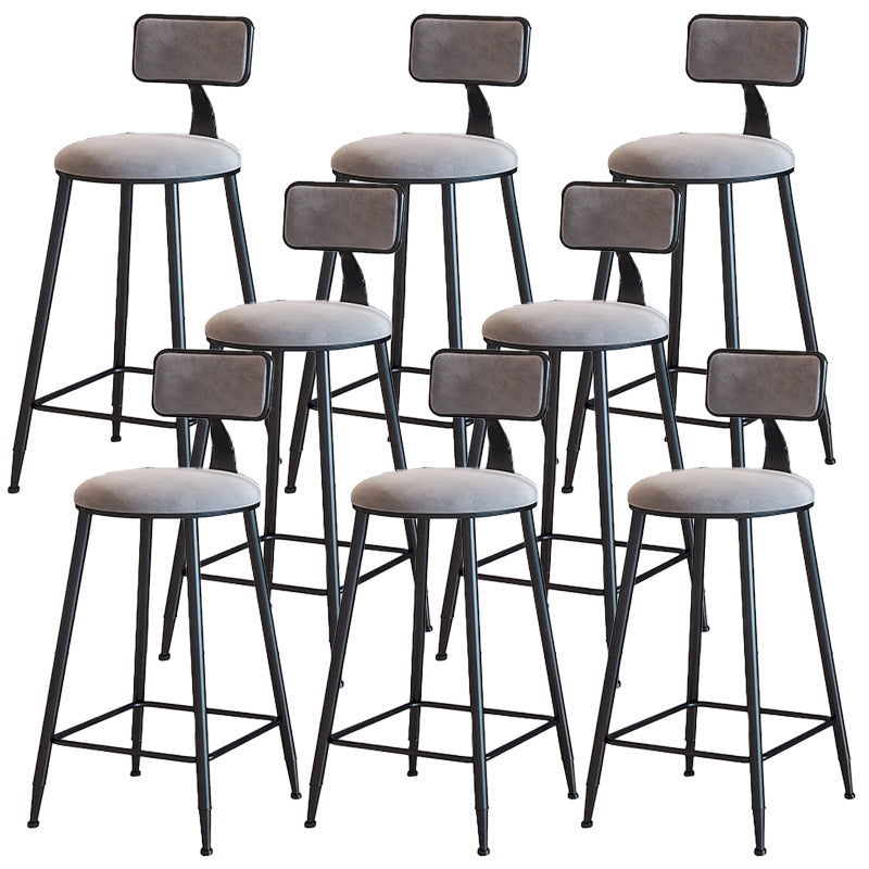 Modern Armless Backrest Counter Stool Iron Dining Room Bar Stool with Cushion